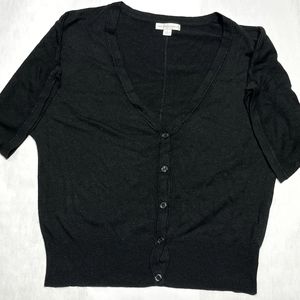 Small, Black, New York & Company Short-Sleeved with V-Neck, Light Cardigan